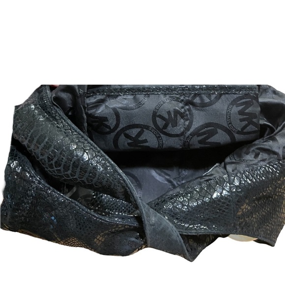 Michael Kors Fulton Python Embossed Black Shoulder Bag​ - Picture 7 of 7